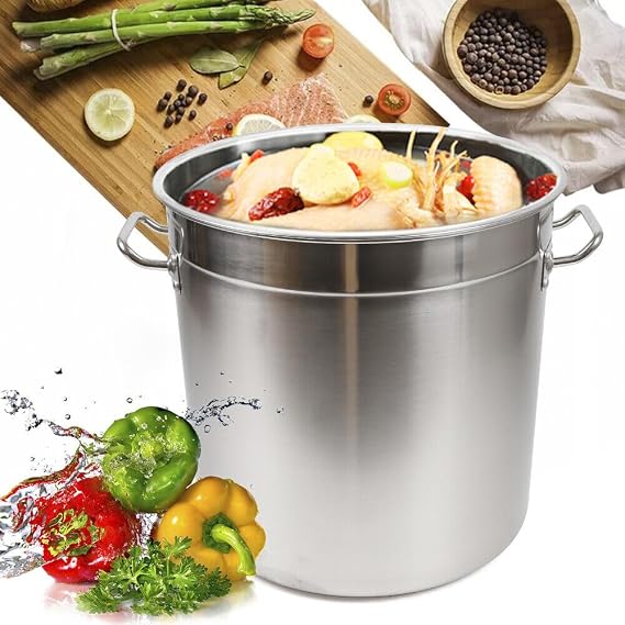 Commercial Grade Large Stock Pot, Stainless Steel Stockpots 35L With Lid, Cookware Polished Stockpots, Heavy Duty Induction Soup Pot, Stew Pot