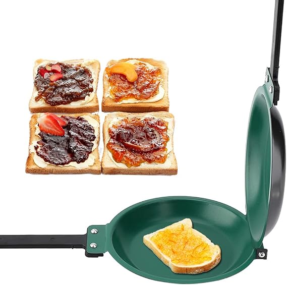 Yosoo 7.6in Diameter Double Side Flip Pan Ceramic Frying Pan, Specialty Round Omelette Skillet, Small Safe Kitchen Pancake Cookware