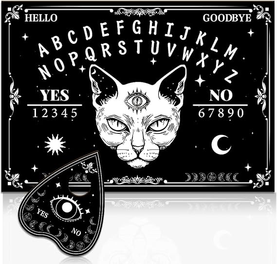 WEBEEDY Cat Spirit Board with Planchette, Third Eye Cat Wood Divination Board Sun and Moon Pendulum Boards Metaphysical Message Talking Boards Decision Maker Pendulum Gift for Christmas Halloween