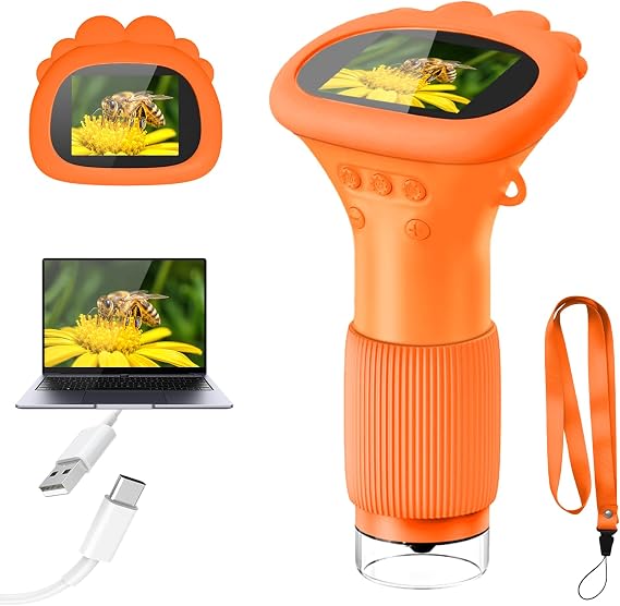 Acoath Microscope for Kids, 1000X Handheld Digital Miniscope Toys with 2.0" Screen, Portable Pocket Little Scientist Childrens Microscope Birthday Gifts Ideas for Age 4-12