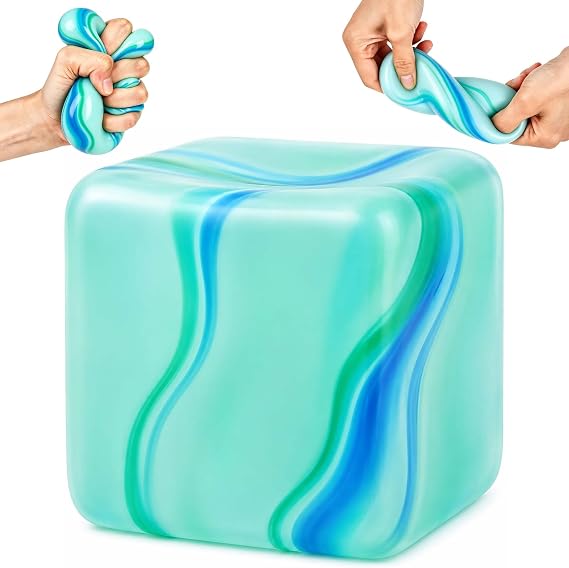Squishy Stress Cube, 2.2 Inch Squishy Fidget Ice Cube Stress Balls for Adults Teens Autism, Squishies Sensory Squeeze Fidget Toys for Work School Stress, Anxiety Relief & Focus