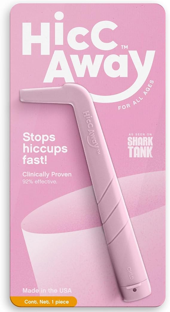 HiccAway Hiccup Straw, Clinically Proven to Stop Hiccups Fast, Pink, 1-Pack