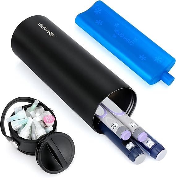 YOUSHARES Insulin Cooler Travel Case - 48H Non-Electric Cooling Bottle with TSA Approved Ice Pack, Diabetic Medication Pen Vials Refrigerator, Medical Carry Case Portable for GLP-1 Pens