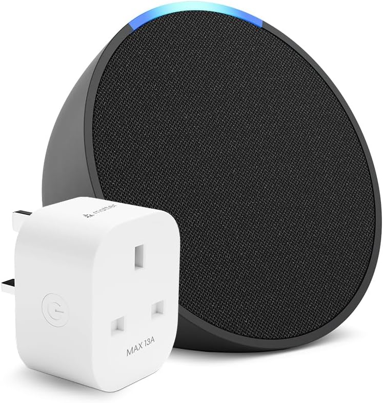 Echo Pop | Charcoal + Meross Matter Smart Plug, Works with Alexa - Smart Home Starter Kit