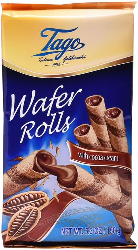 Tago Wafer Rolls from Serendib | Crispy wafer rolls with flavoured Cream Filling (150g) | (3 Packets, Cocoa Filling)