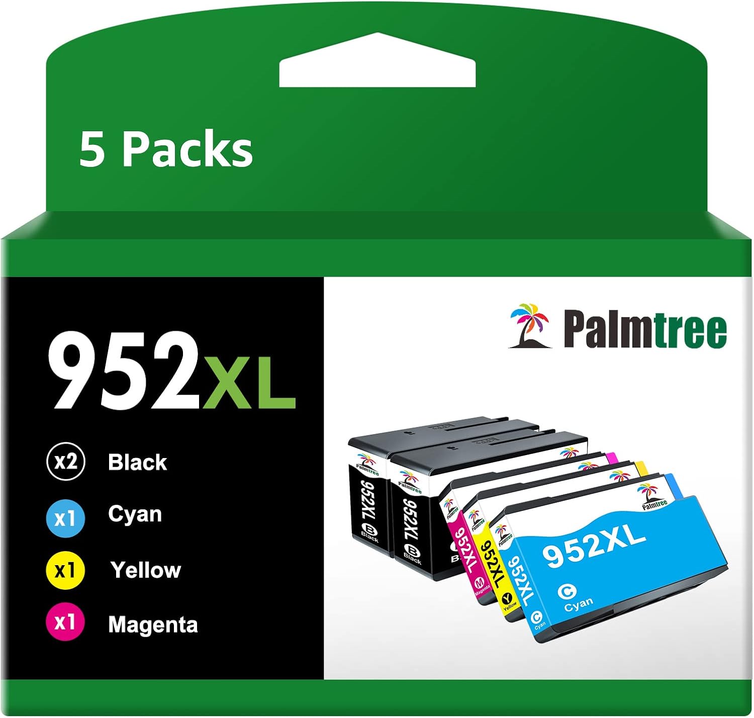Palmtree 952 XL Ink Cartridge Replacement for 952 XL 952xl Ink Cartridges with Updated Chips for OfficeJet Pro 8700 8702 8710 8730 7720 7740 8720 8210 8216 8745 Printer Ink5-Pack