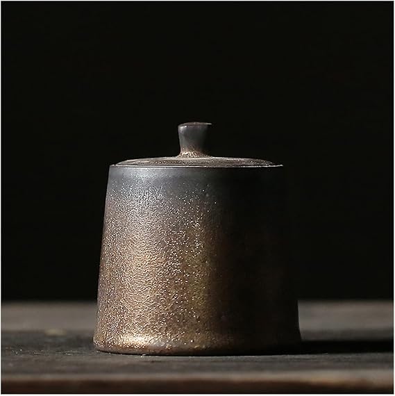 Tea Storage Jar Ceramic Dried Fruit and Tea Storage Make Old Antique Ceramic Tea Barrel Retro Coffee Bean Container Organization Bottle Food Storage Containers(A)
