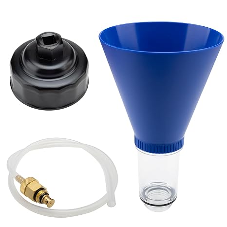 Oil filter wrench, oil drain tool and premium engine threaded oil funnel. Oil change tool kit compatible with Toyota, Lexus, Scion, Camry, Corolla, RAV4, Tacoma, Honda, Sienna, Tundra, RX350