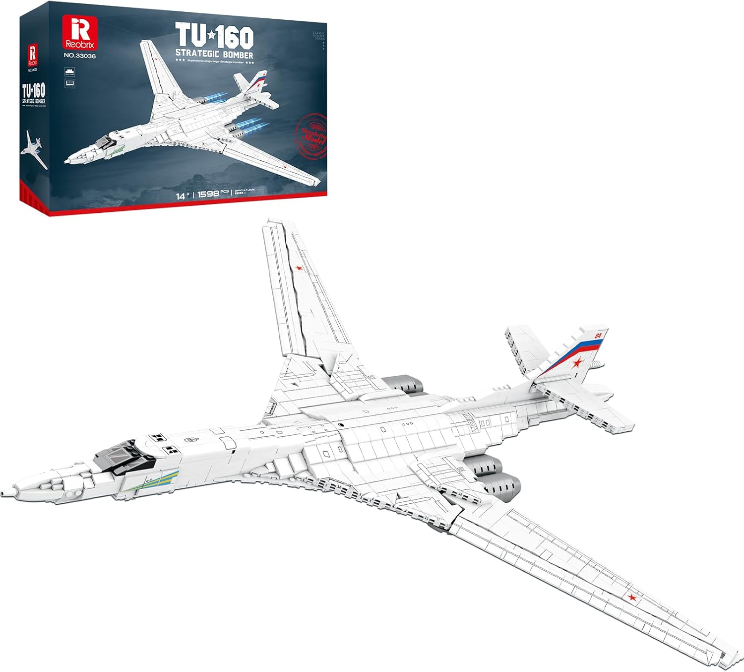 Reobrix Strategic Bomber Building Toy Set, Jet Plane Fighter Model for Adults Men, 33036 Airplane Hobby Army Toy Fan Collection, Aircraft Decor Gifts for Kids Boy 14 1598 Pcs