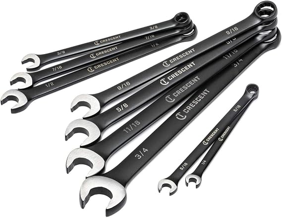 Crescent 9 Piece X10 12 Point Long Pattern Combination SAE Wrench Set - CCWS9BS