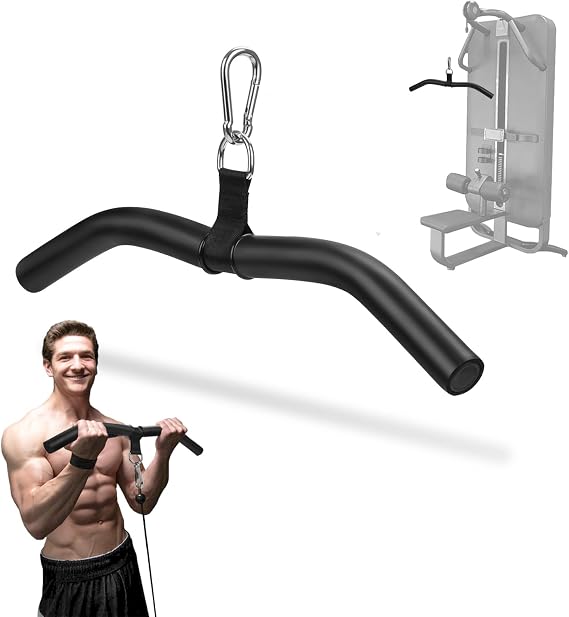 Upgraded LAT Pulldown Bars - 19" Heavy Duty LAT Pull Down Bar Attachments for Home Gym Cable Machine, Professional Curl & Triceps