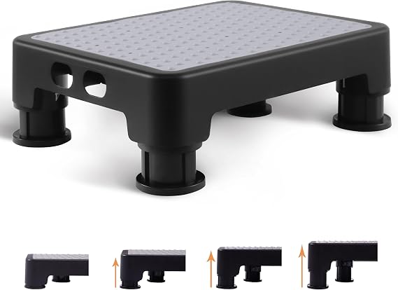 CHIKILLA Adjustable Step Stool for Seniors, 6-Leg Stability, Gray