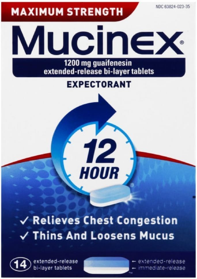 Mucinex SE 12 Hour Max Strength Chest Congestion Expectorant Tablets, 14 Count