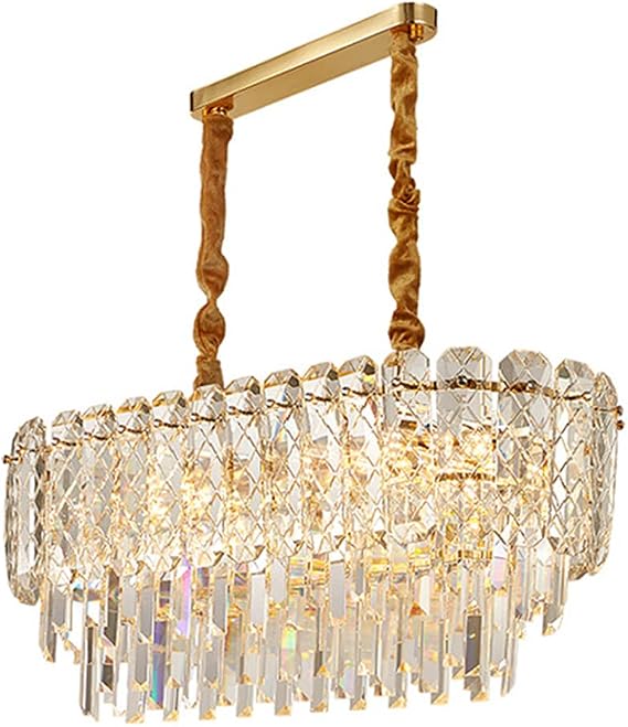 Braiton Crystal Chandelier, Luxury LED Pendant Light Fixture,Oval Raindrop Chandelier Adjustable Height for Villa, Hotel, Living Room, Dining Room, Kitchen Island,Clear
