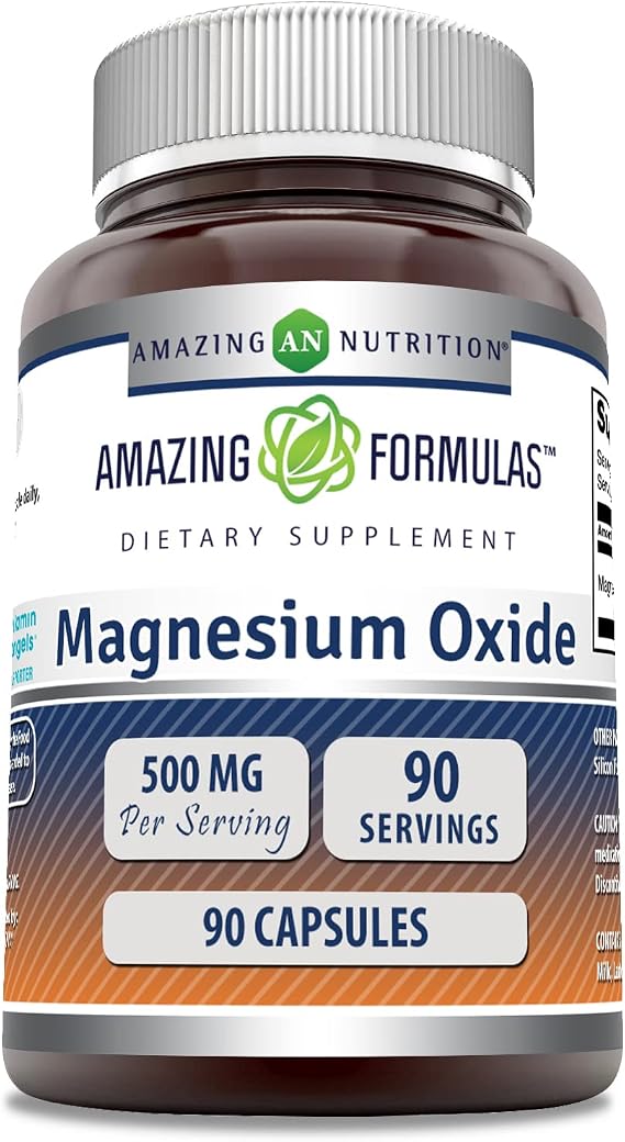 Amazing Formulas Magnesium Oxide Supplement | 500 Mg per Serving | 90 Capsules | Non-GMO | Gluten-Free | Made in USA