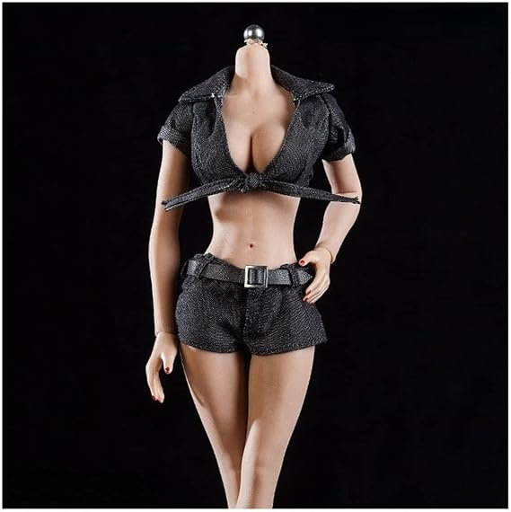 Pipigirl 1/6 Scale Figure Doll Clothes Set,Outfit Costume for 12 Inch Female Action Figure for Phicen TBLeague 1/6 Female Seamless Action Figures(Only Clothes) (Black)