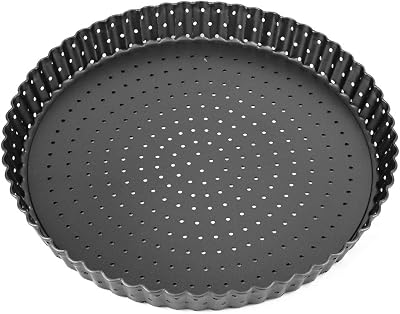 Alvinlite Tart Quiche Pan, Perforated Tart Pan with Removable Loose Bottom, Nonstick Round Fluted Tart Pan Household Thicken Pizza Mold Baking Pan Tray Kitchen Baking Tools 9inch