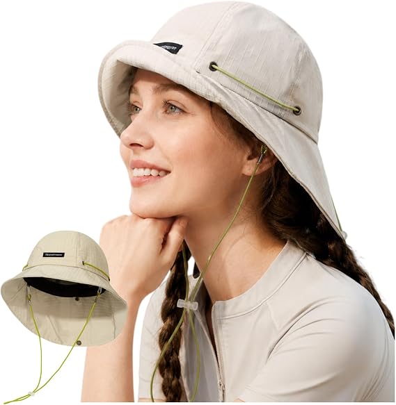 Unsex Outdoor Sun Hat Waterproof Bucket Hat with Chin Strap Quick Dry Packable Boonie Sun Hat UV Protection