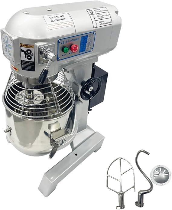10L Commercial Dough Mixer, 450W Food Stand Mixer, 3-Speeds Adjustable 110V Dough Blender Machine with 3 Mixing Tools for Kitchen