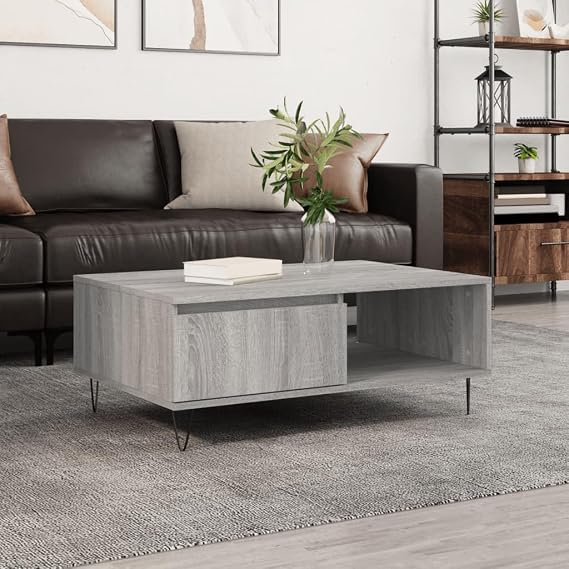 ZEYUAN Coffee Table Grey Sonoma 90x60x35 cm Engineered Wood,End Table,Tea Table,Couch Table