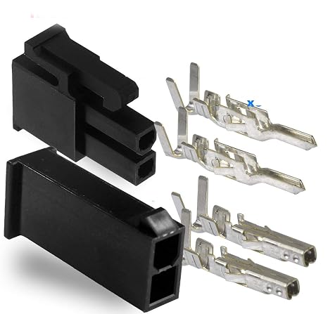 Molex 2 Pin Black Connector Pitch 4.20mm.0165" w/18-24 AWG Pin Mini-Fit Jr TM (3 Completed Set)