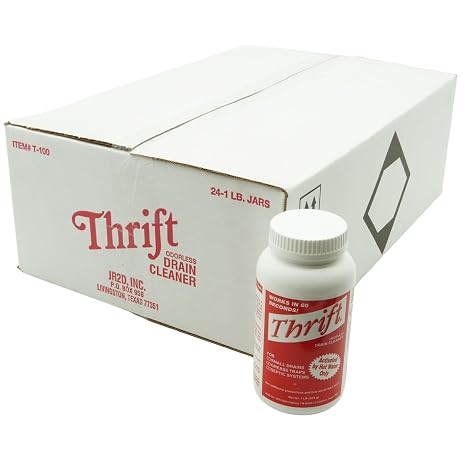 Alkaline Based Drain Cleaner - Thrift Drain Cleaner Case of 24 1Lb Granular - Thrift T-100