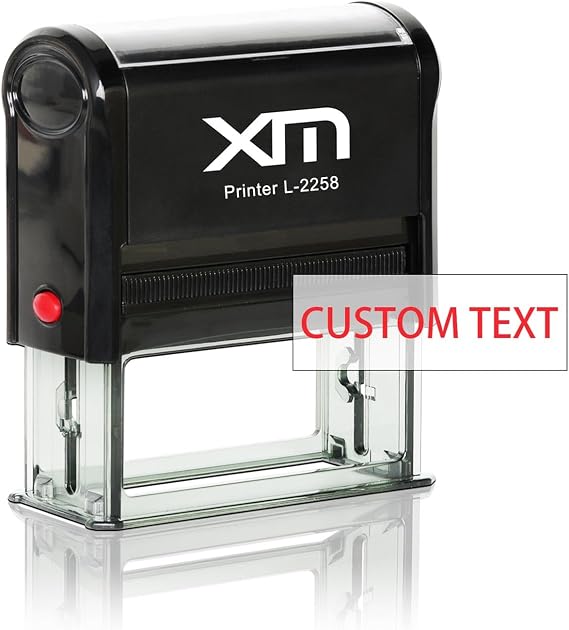 Custom Stamp Self Inking - 4 Lines Text Personalized Name Stamp - Clear Impressions for Office, Teacher, Address & Business (L-2258)
