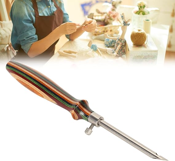 7pcs Punch Needle Wooden Embroidery Pen Punch Needle Set Wooden Handle Embroidery Pen Set Adjustable Length DIY Handcraft Embroidery Pen Tool Sewing Embroidery Punch Needle for Sew