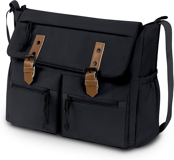 Travel Messenger Bag for Women Men: Durable Canvas Crossbody Handbag with Adjustable Strap Lightweight Laptop Purse