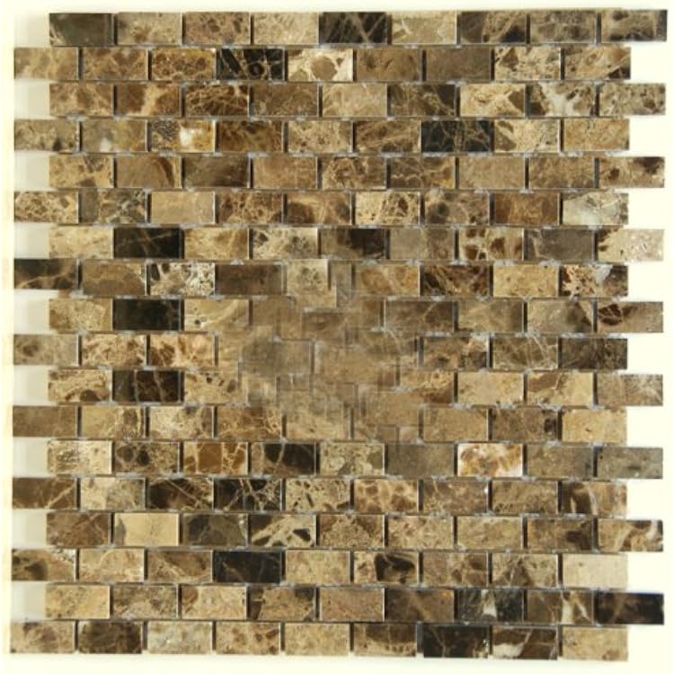 Dark Emperador 58 X 1 14 Polished Marble Baby Brick Mosaic Tile