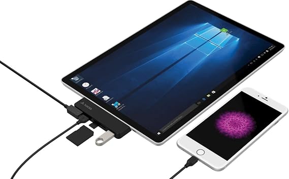 Juiced Systems Surface 3 | 5 in 1 Adapter with Power delivery | 2X USB 3.0 Ports | 1x Micro SD Input | 1x SD Input | 1x Micro USB Charging Input