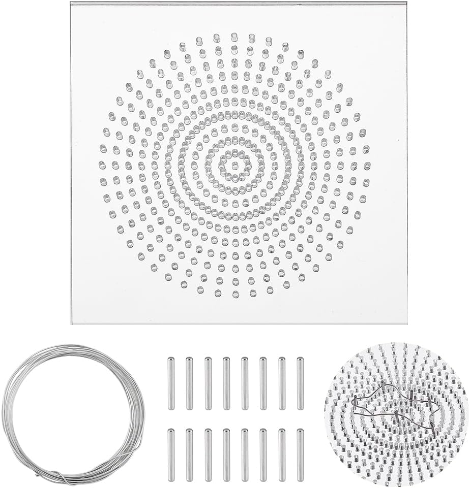 UNICRAFTALE About Wire Bending Jig Elements 12.65x12.65cm Square Acrylic Thread Winding Boards Floss Organizer with Metal Pegs for Jewelry Making Tools and Wrapping Supplies
