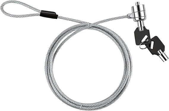 Laptop Lock Security Cable With 2 Keys, Silver Universal Laptop Security Lock For PC Smart Phone ipad Tablet Electronic Products, Office Dorm Travel Anti Theft Protection, 2m Electroplated Steel Cable