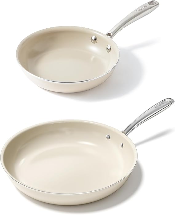 Redchef Ceramic Non Stick Egg Pans, Nonstick Frying Pan Skillet, 8, 11 inch Cooking Pan Non Toxic with Stay Cool Handle for Induction, PTFE & PFAS & PFOA Free, Dishwasher/Oven Safe