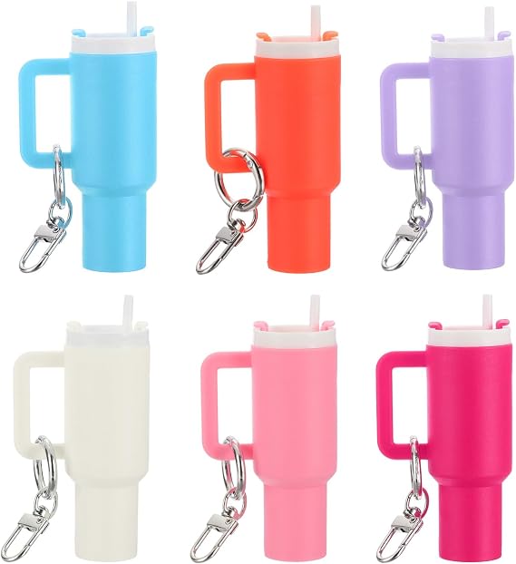 PATIKIL Mini Cup Keychains, Lip Balm Holder Mini Tumbler Key Chains Keychain Charm for Backpack Handbag Purse