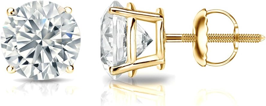 1/5 to 2 Carat Lab Grown Diamond Round Stud Earrings for Women in 14k Gold (VS2-SI1, 0.20 to 1.00 cttw) 4-Prong Setting Screw Back Studs by Diamond Wish