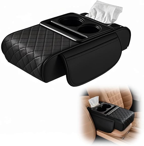 Multifunctional Car Armrest Storage Box - Auto Armrest Pad Storage Box, 2-in-1 Storage Box for Auto Armrest, Car Armrest Cushion,Auto Center Console Armrest, Arm Rest for Car