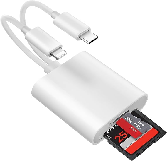 Loydia 2 in 2 USB C Adapter for SD Cards [Apple MFi Certified] Lightning to SD Card Camera Reader Adapter for iPhone/iPad Plug and Play USB Type C Adapter to SD Card with SD/TF Dual Card Slot