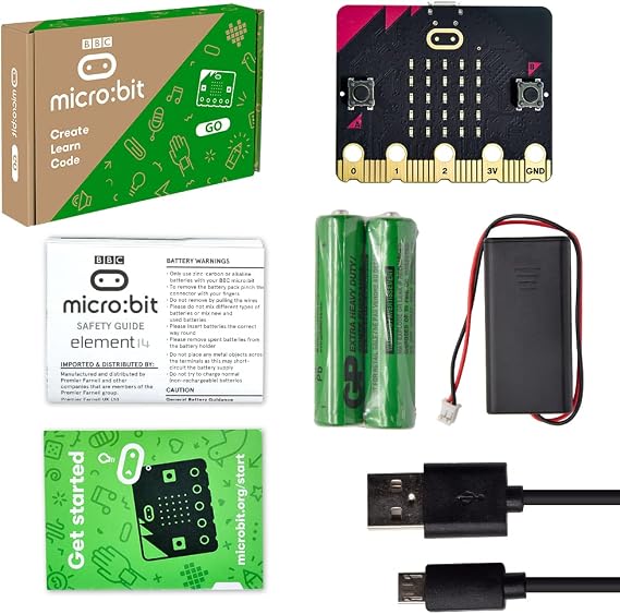 KEYESTUDIO BBC Microbit V2.2 GO,The Complete Starter Kit,Micro bit Accessories,Smart Honeycomb Wearable Breakout Board Coding Starter Kit