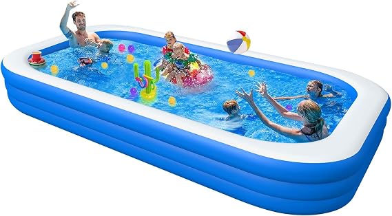 Large Inflatable Pool, Blow-up Pool 150'' x 72'' x 22'' for Adults & Kids