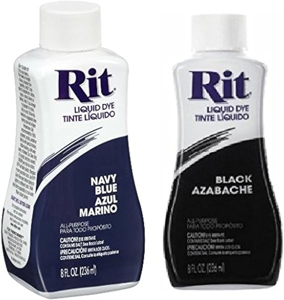 Rit Liquid Dye Black 8 Oz & Rit Dye Liquid Fabric Dye, 8-Ounce, Navy Blue (1)