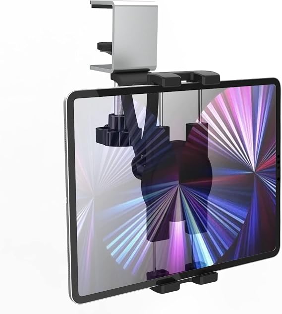 Kitchen Tablet Holder, Under Cabinet iPad Mount - Easy Install & Sturdy | Cupboard Tablet Stand Metal Clamp Metal for 4-13" Tablets Phones, iPad Pro Air Mini, iPhone, Galaxy Tabs, Switch etc