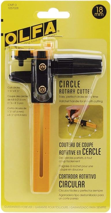 OLFA 18mm Rotary Circle Cutter (CMP-3) - Adjustable Rotary Blade Cutter w/Ratchet Handle Cuts Perfect Circles for Crafts, Sewing, Quilting, Replacement Blade: RB18-2