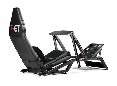 Next Level Racing F-GT Racing Simulator Cockpit. Formula and GT racing simulator cockpit compatible with Thrustmaster, Fanatec, Moza Racing on PC, Xbox and PS