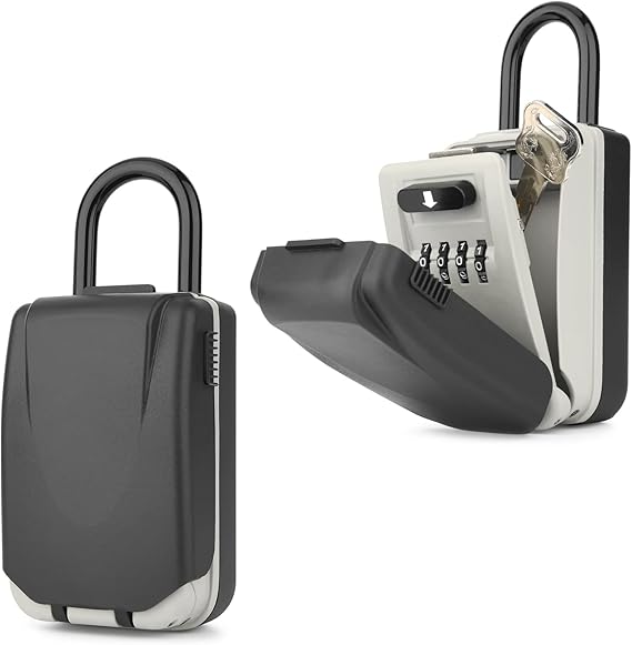 Key Lock Box for Outside - Lock Box for House Keys - Key Lockbox for Key Storage Outdoor, 4 Digit Combination Lock Box for Outside Realtors Garage Spare Keys