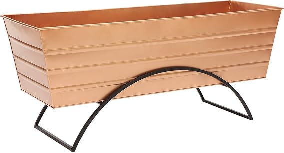 Achla Designs C-21C-S Odette Large Flower Window Box with Stand, Copper, Black