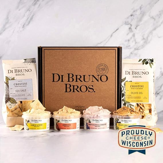 Di Bruno Bros Gourmet Cheese Spread & Crostini Sampler Gift Box: A Premium Mix of Italian Cheese Dip And Crostini - Ideal For Those Who Enjoy Food Gifts