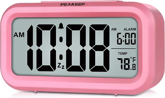 Peakeep Night Light Digital Alarm Clock Battery Operated Indoor Temperature