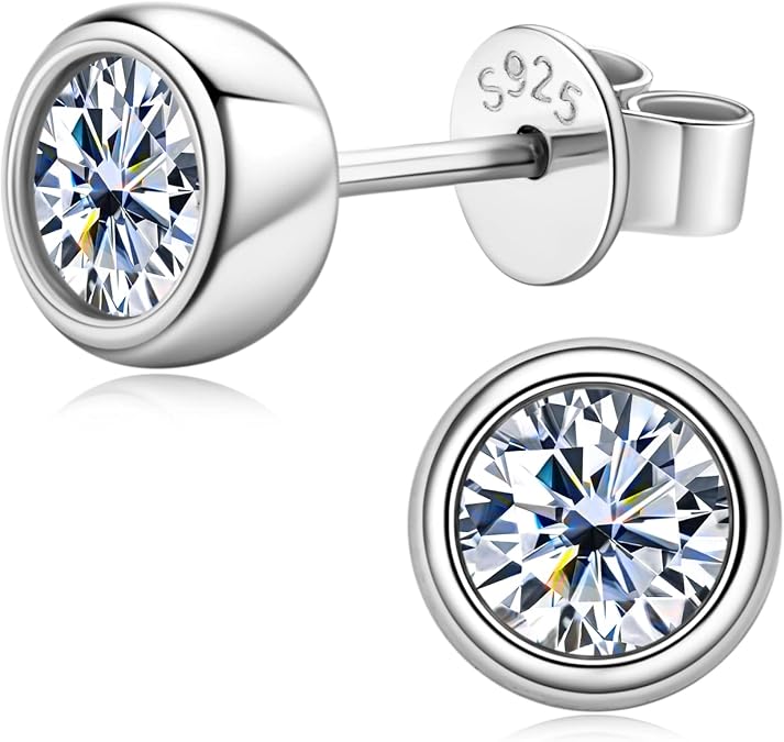 Moissanite Stud Earrings for Women 925 Sterling Silver Stud jewelry | D Color VVS1 Moissanite Stud Earrings, Hypoallergenic Earrings Studs for Sensitive Ears Christmas Birthday Gifts