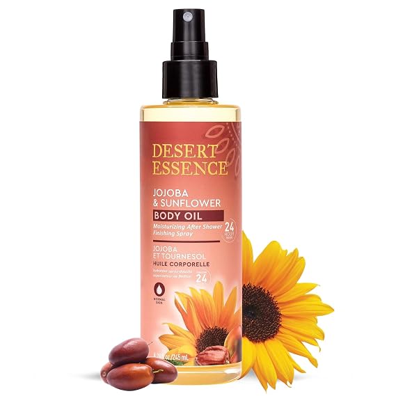Desert Essence, Body Oil Spray Jojoba Sunflower, 8.28 Fl Oz